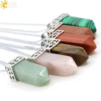 Vintage Heart Crystal Perfume Bottle Necklace ā Natural Gemstone Pendant, Stainless Steel Chain, Romantic Gift