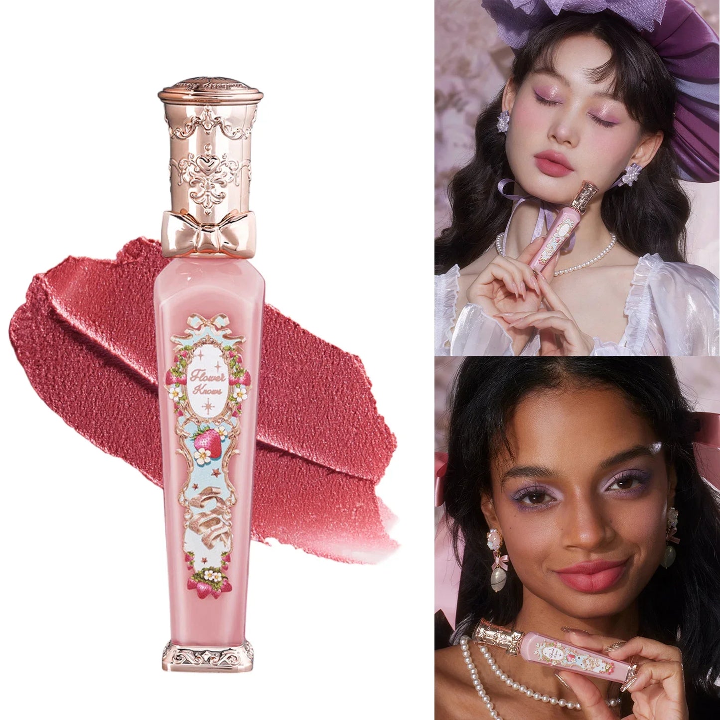 Flower Knows Strawberry Rococo Matte Lip Cream Vegan Waterproof Long Lasting Lip Stain Lightweight Blur Tint For Women Girl