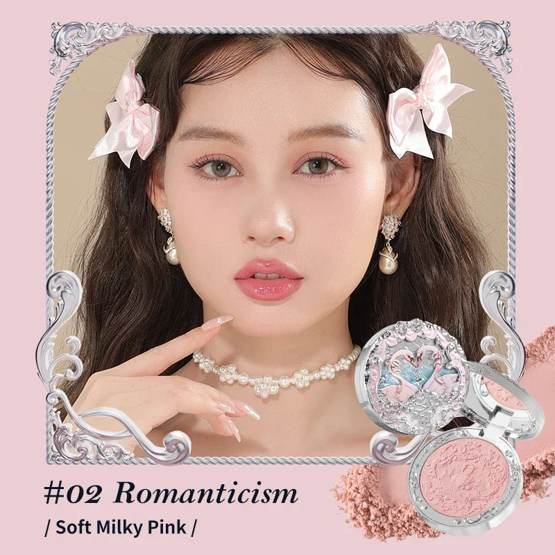 Flowerknows Swan Ballet Series Embossed Blush Palette Cute Makeup Korean Long Lasting Waterproof Face Blushes