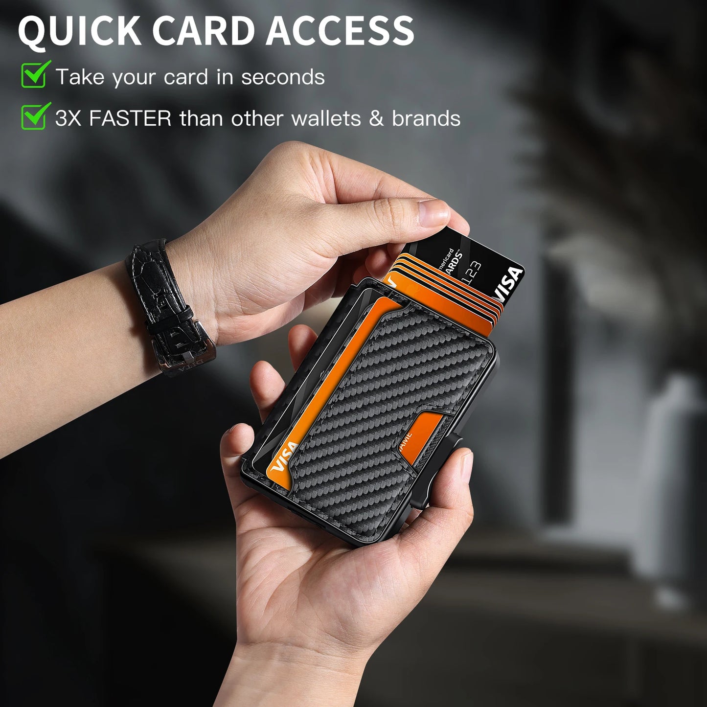 Slim Pop-Up Wallet RFID Blocking for Men with Card Holder