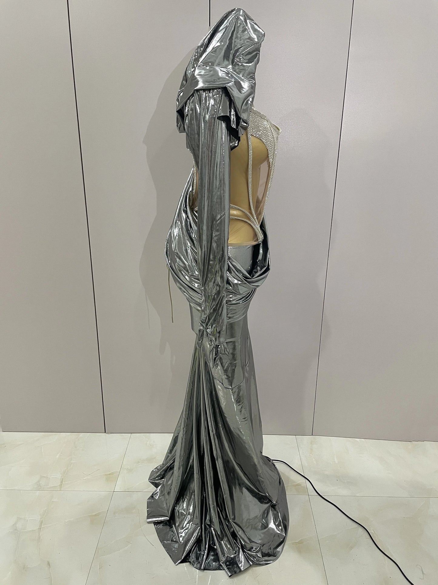 Sexy Sparkly Diamond Long Dress Two Pieces Sets Women Nightclub Party Celebrate Dance Singer Performance Costume Stage Outfit