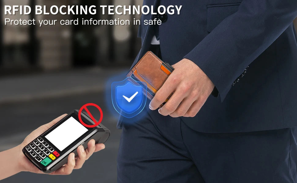 Slim Pop-Up Wallet RFID Blocking for Men with Card Holder