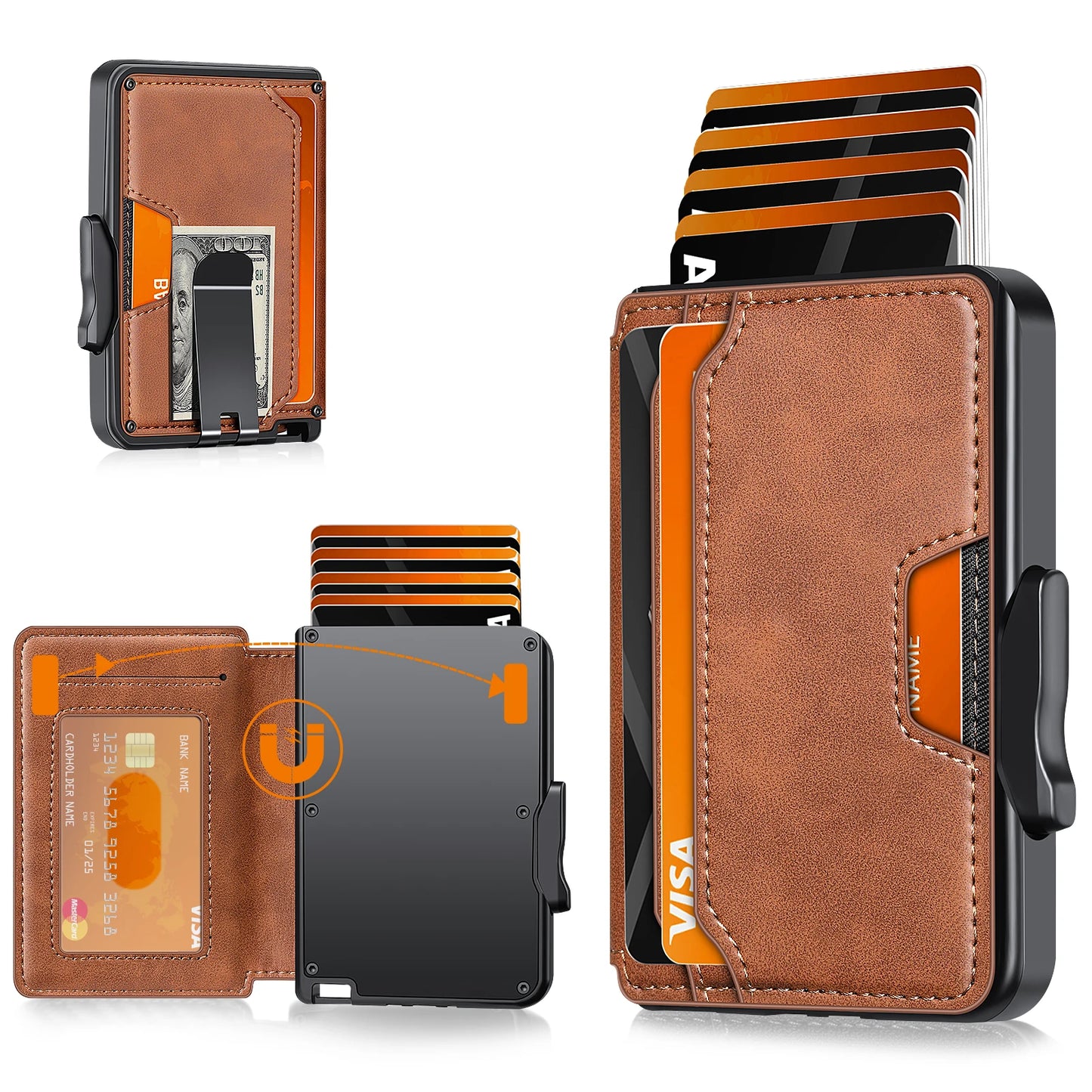 Slim Pop-Up Wallet RFID Blocking for Men with Card Holder