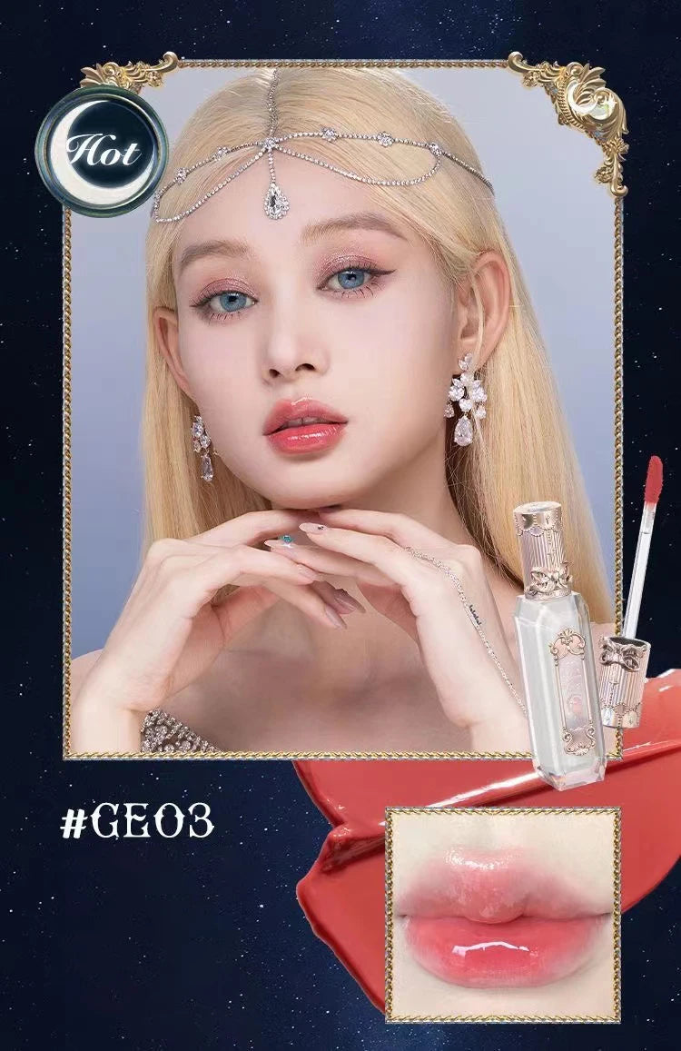 Flower Knows Moonlight Mermaid Series Jewelry Lip Glaze Moisturizing Non-sticky Glossy mirror surface Hydrating Long-lasting