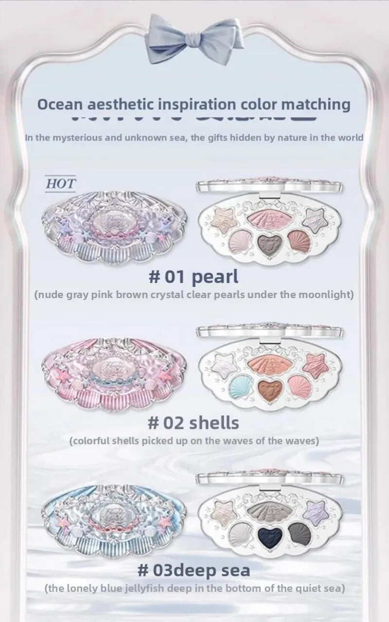 Flower Knows Shell Jewelry Essence Shimmer Lip Gloss Blush For Cheek Red Makeup Pearl Eye Shadow Ocean Mysterious Gift Box