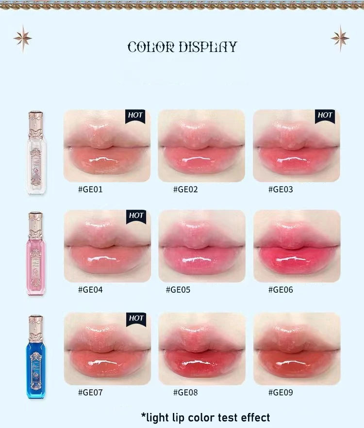Flower Knows Moonlight Mermaid Series Jewelry Lip Glaze Moisturizing Non-sticky Glossy mirror surface Hydrating Long-lasting