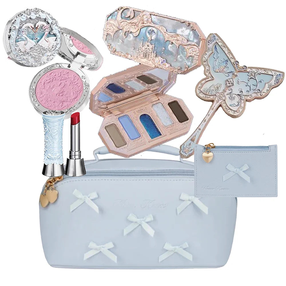 Flowerknows All In One Mackup Set Gift Box Flower Knows Glitter Eye Shadow Palette Blusher Long Lasting Gloss Lipstick With Bag