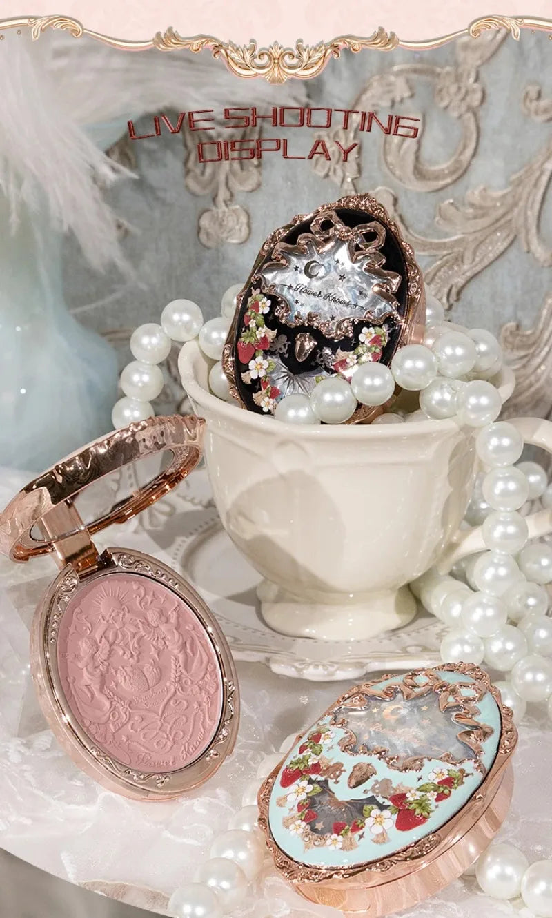 Flower Knows Strawberry Rococo Series Embossed Blush 5g Blush Powder Berry Mary Blusher Palette Makeup Profesional
