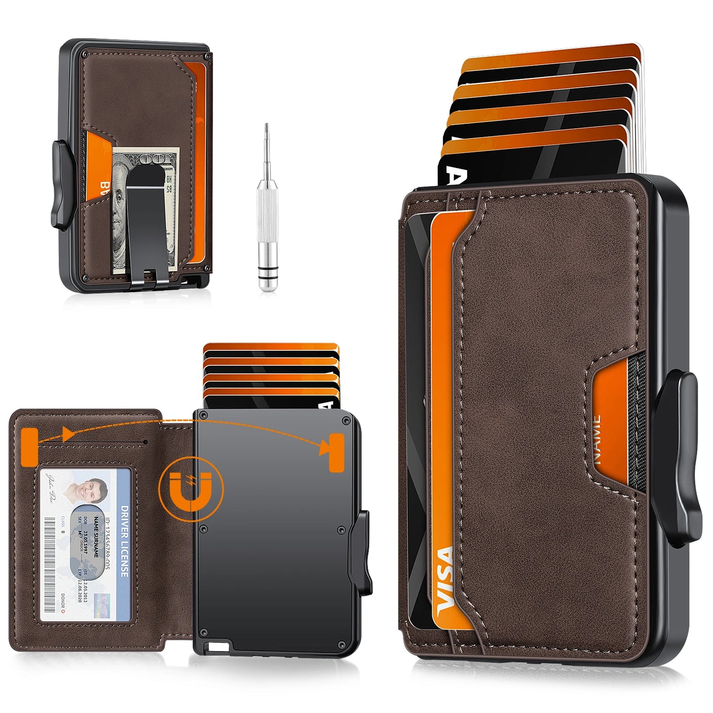 Slim Pop-Up Wallet RFID Blocking for Men with Card Holder