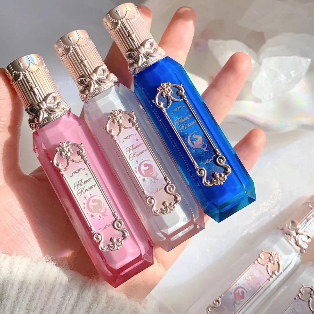 Flower Knows Moonlight Mermaid Lip Gloss Hydrating Long Lasting Mirror Shine Glossy Lip Tint Liquid Lipstick for Women Makeup