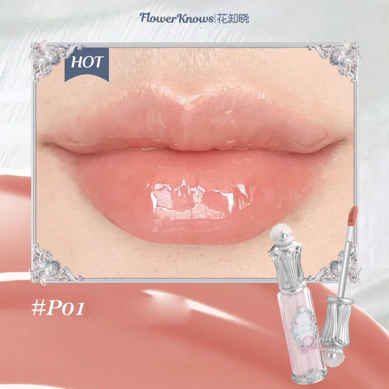 Flower Knows Midsummer Night Series Mirror Lip Gloss Film-forming Lip Balm Moisturizing Long Lasting Non-sticky ALL Lips Makeup