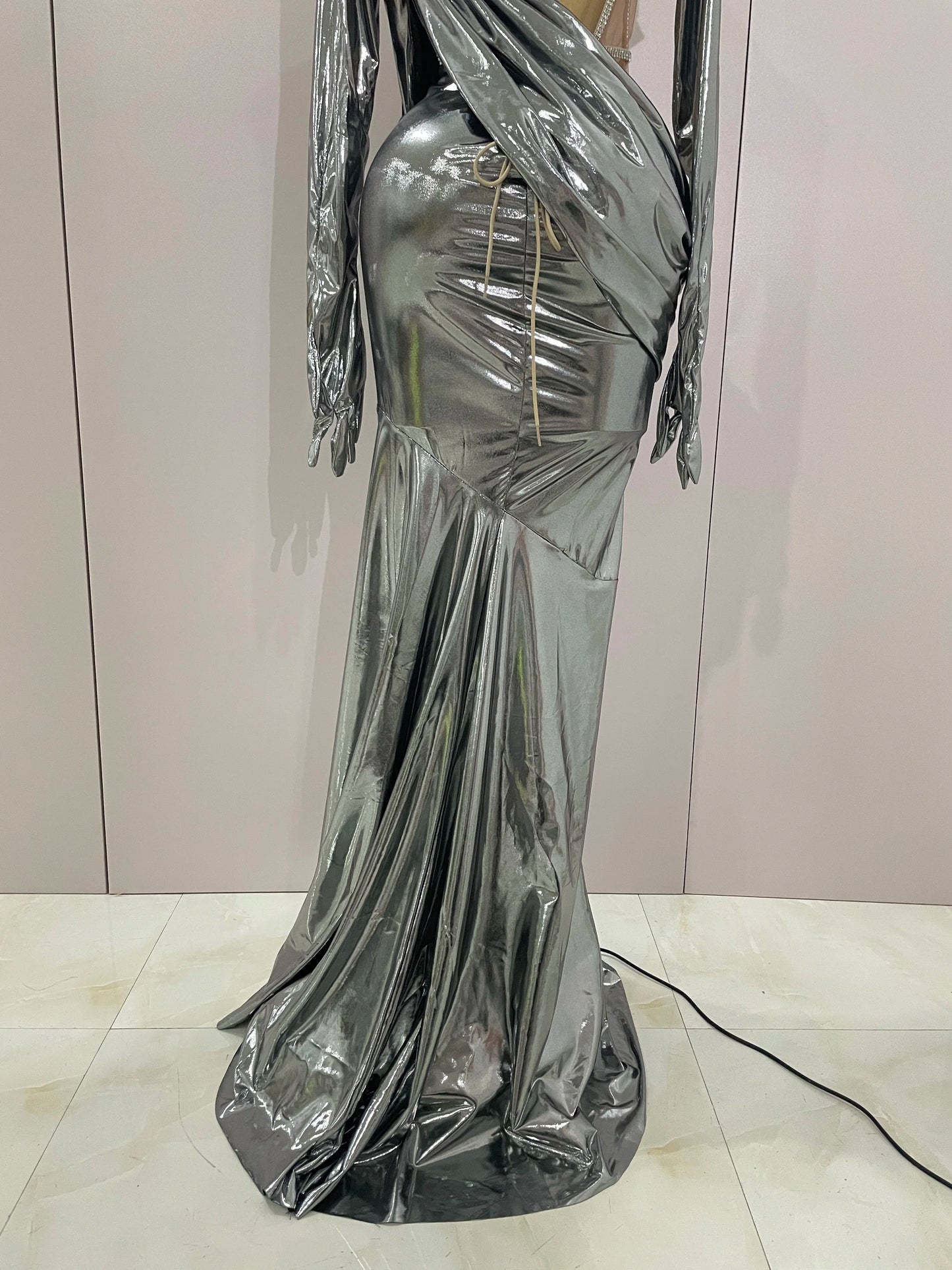 Sexy Sparkly Diamond Long Dress Two Pieces Sets Women Nightclub Party Celebrate Dance Singer Performance Costume Stage Outfit