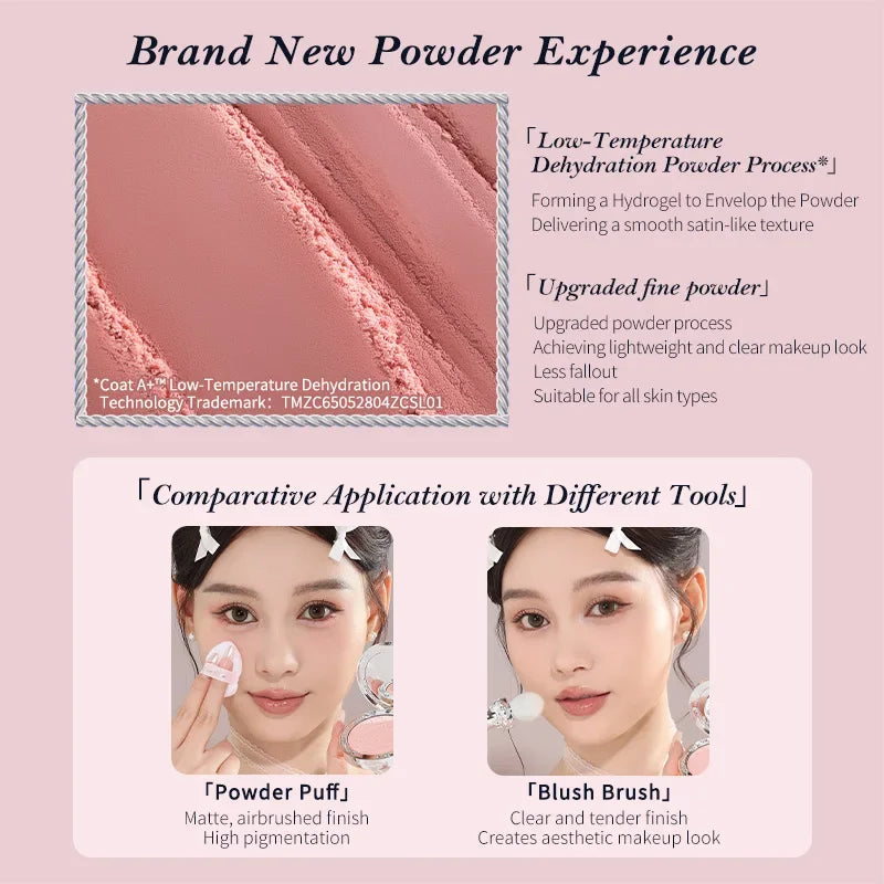 Flowerknows Swan Ballet Series Embossed Blush Palette Cute Makeup Korean Long Lasting Waterproof Face Blushes