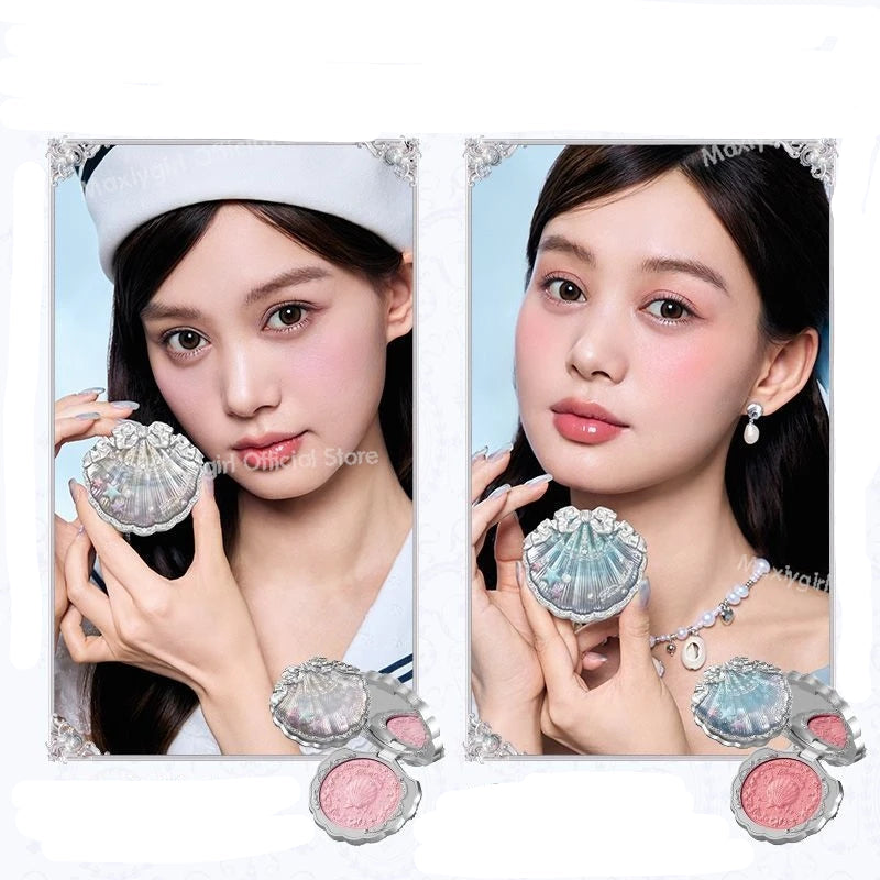5pcs/set 2025 New Flower Knows Shells Pearl Series Lip gloss Eyeshadow Powder Blush Face Primer Base Makeup Set