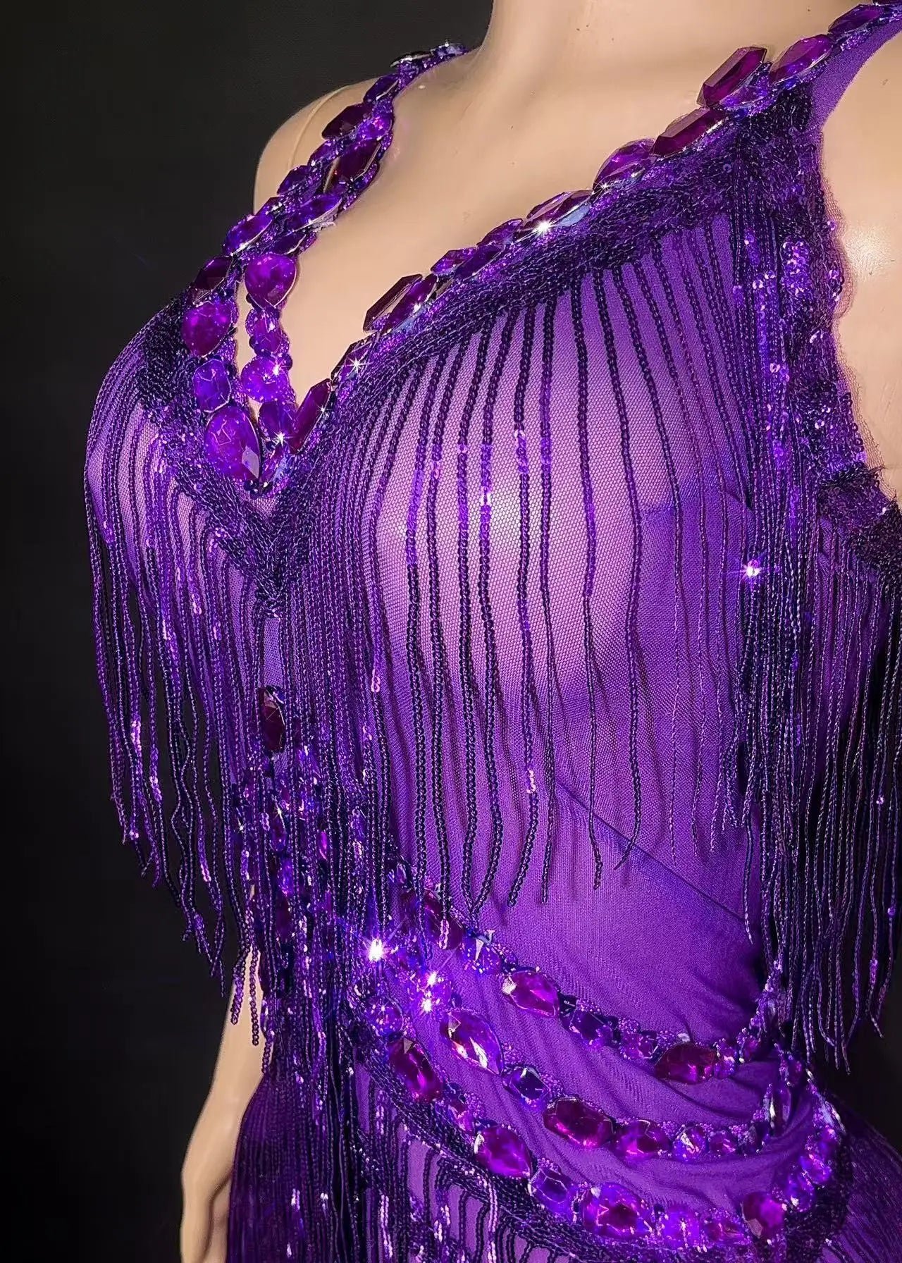 Sparkly Mirror Surface Sequined Ladies Long Sleeve Sexy Deep V-Neck Jumpsuit Evening Party Nightclub Singer Show Stage Costume
