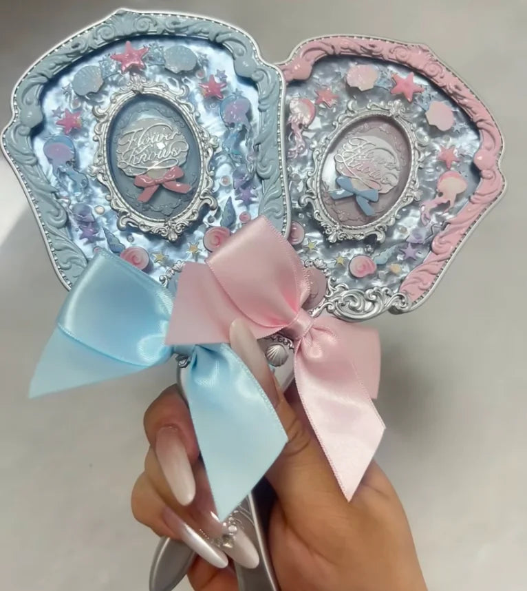 Flowerknows Makeup Hand Shell Pearl Collection Makeup Mirrors High Beauty Portable Hand Mirror