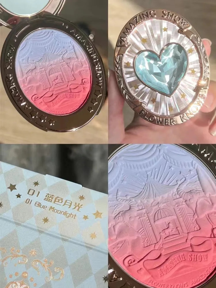 Flower Knows Blush Makeup Flower Knowing Circus Blue Purple Gradient Blusher Matte Natural Glow Face Powder Blushes 5g/0.17OZ