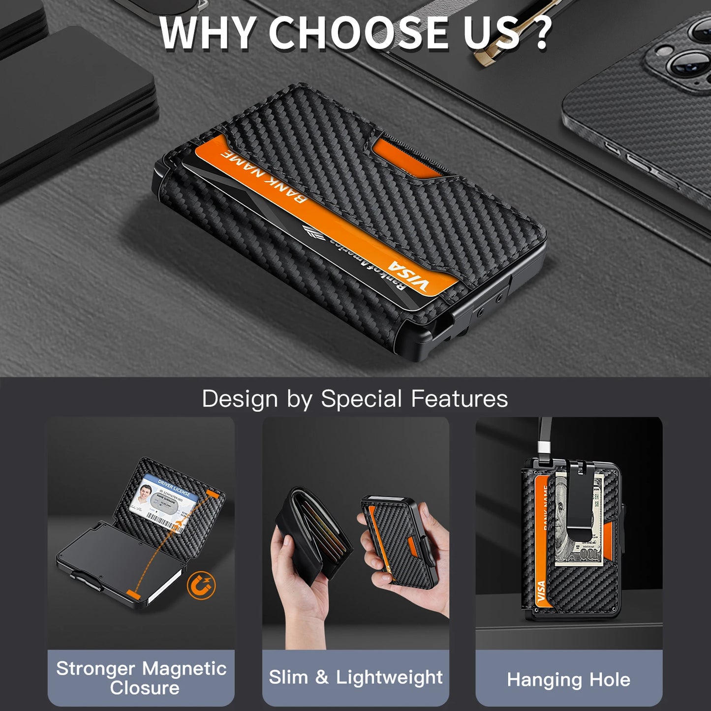 Slim Pop-Up Wallet RFID Blocking for Men with Card Holder