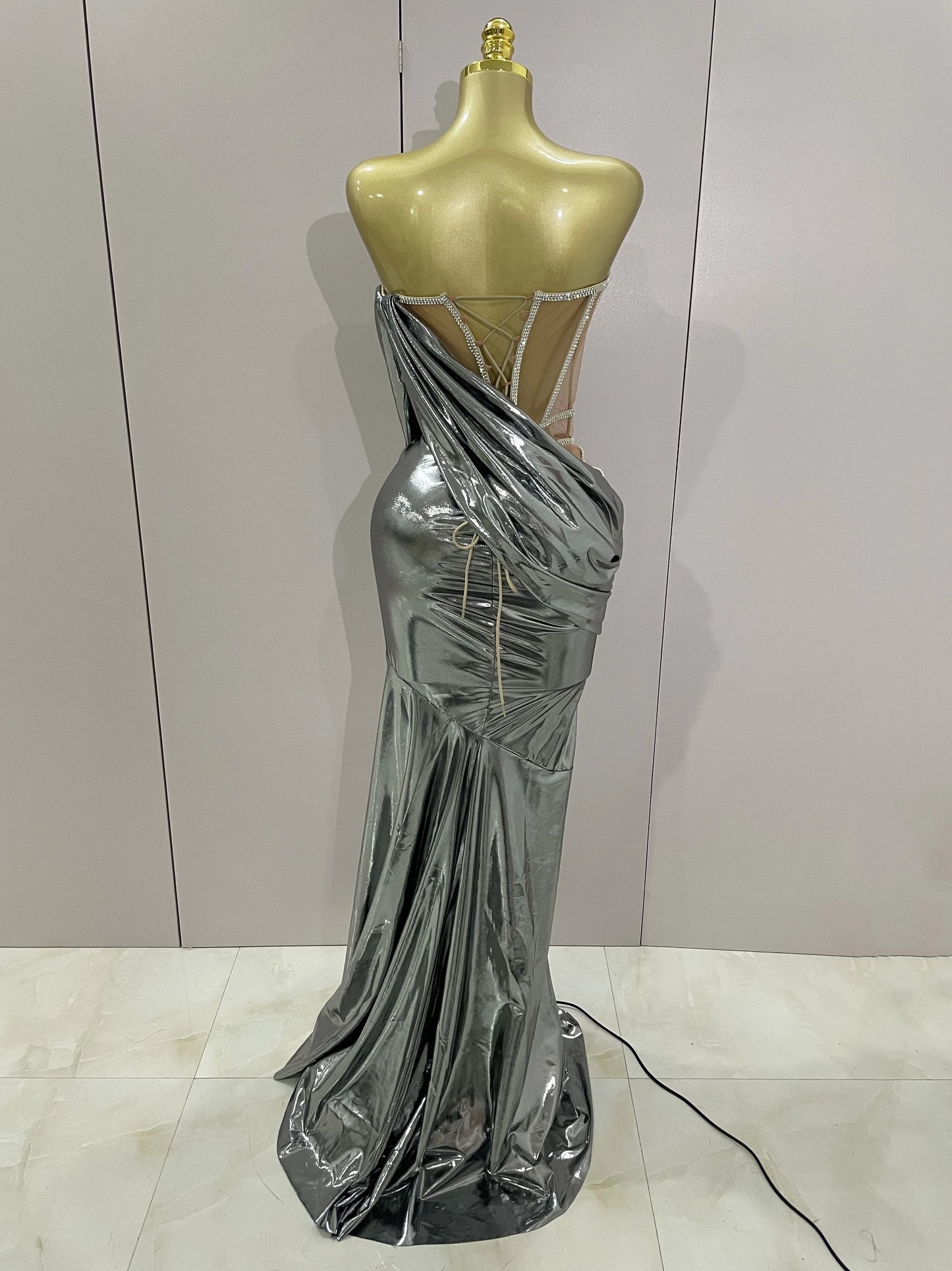 Sexy Sparkly Diamond Long Dress Two Pieces Sets Women Nightclub Party Celebrate Dance Singer Performance Costume Stage Outfit