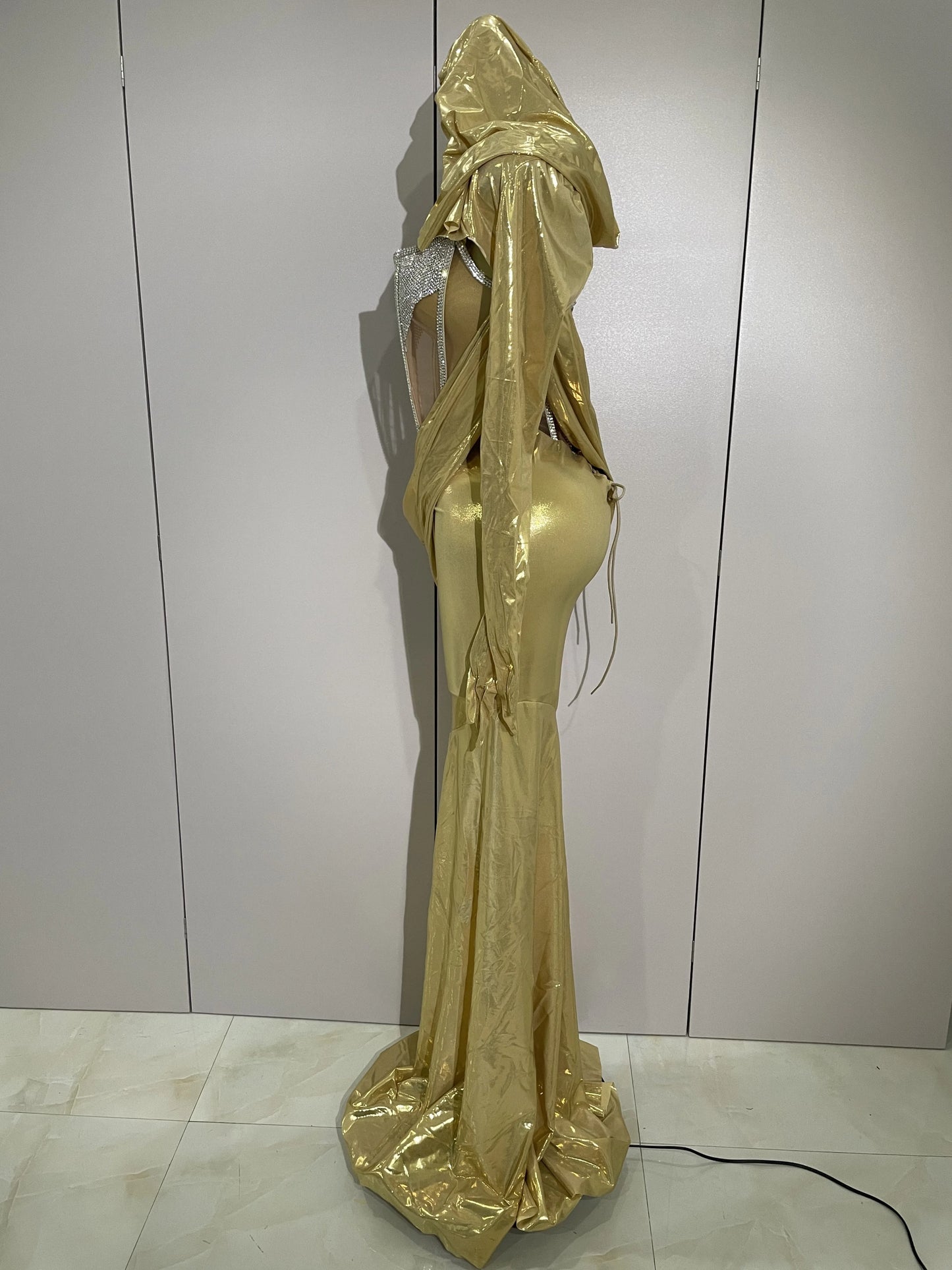 Sexy Sparkly Diamond Long Dress Two Pieces Sets Women Nightclub Party Celebrate Dance Singer Performance Costume Stage Outfit