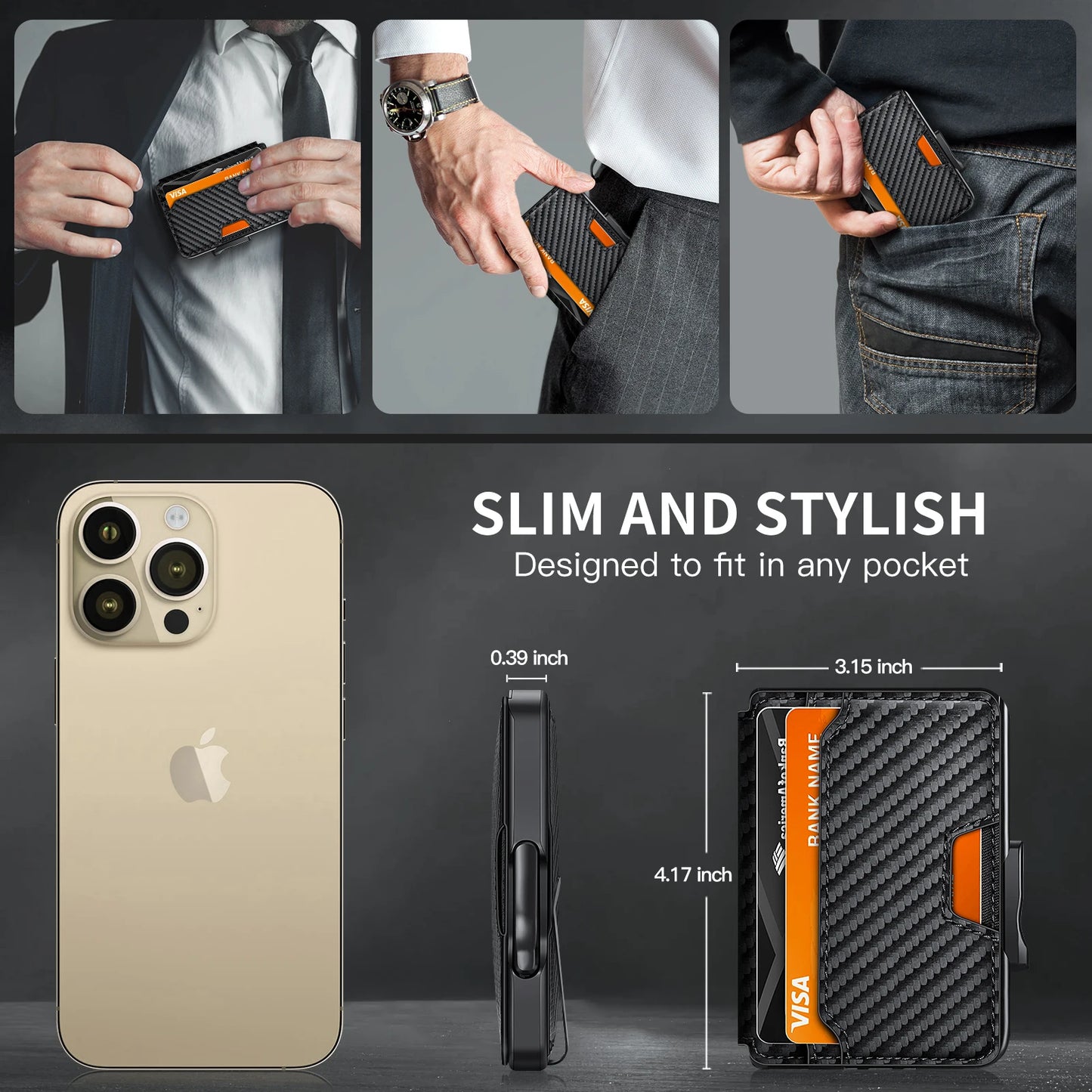 Slim Pop-Up Wallet RFID Blocking for Men with Card Holder