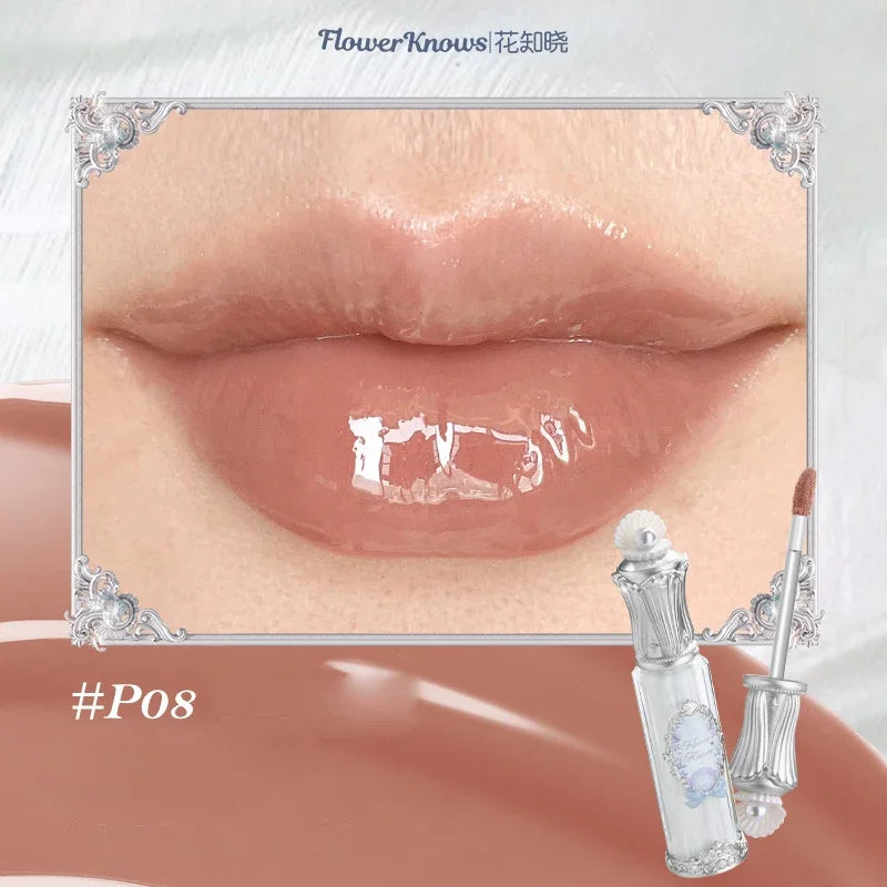 Flower Knows Midsummer Night Series Mirror Lip Gloss Film-forming Lip Balm Moisturizing Long Lasting Non-sticky ALL Lips Makeup