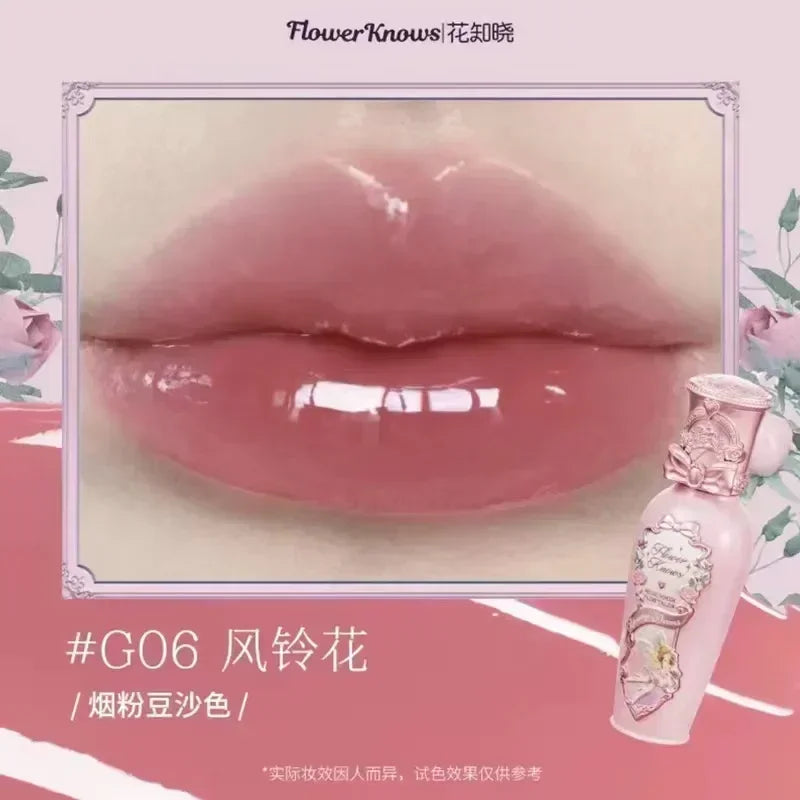 Flower Knows Midsummer Night Series Mirror Lip Gloss Film-forming Lip Balm Moisturizing Long Lasting Non-sticky ALL Lips Makeup