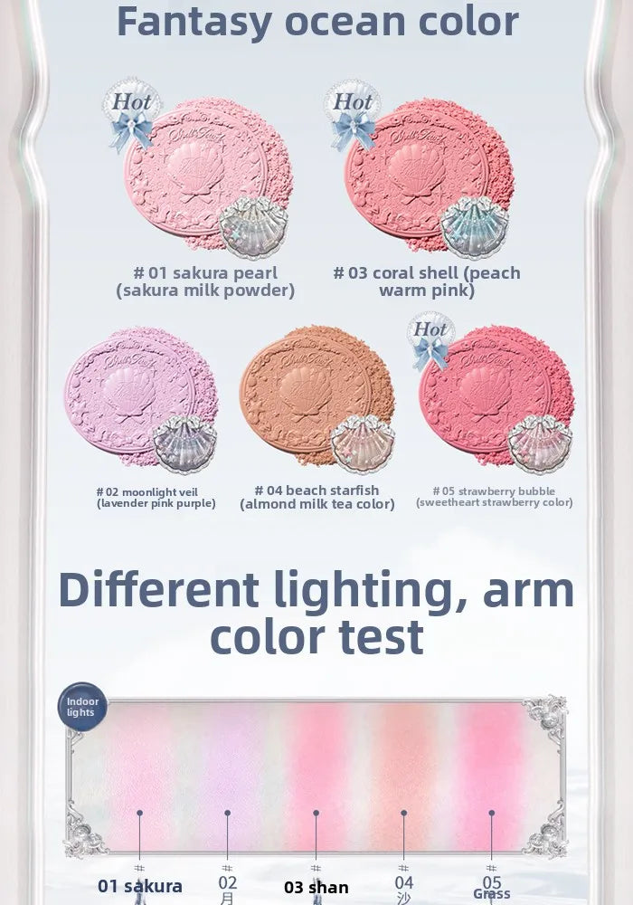 Makeup Flowerknows Shell Pearl Collection Silk Satin Blusher Lightweight Highly Pigmented Blush Powder Long Lasting Face Blushes