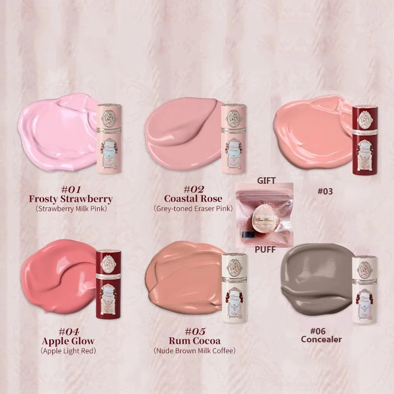 Flower Knows Makeup Blush Concealer Sets Strawberry Cupid Collection Liquid Blushes For Cheek 6pcs Kit Matte Finish Long Lasting