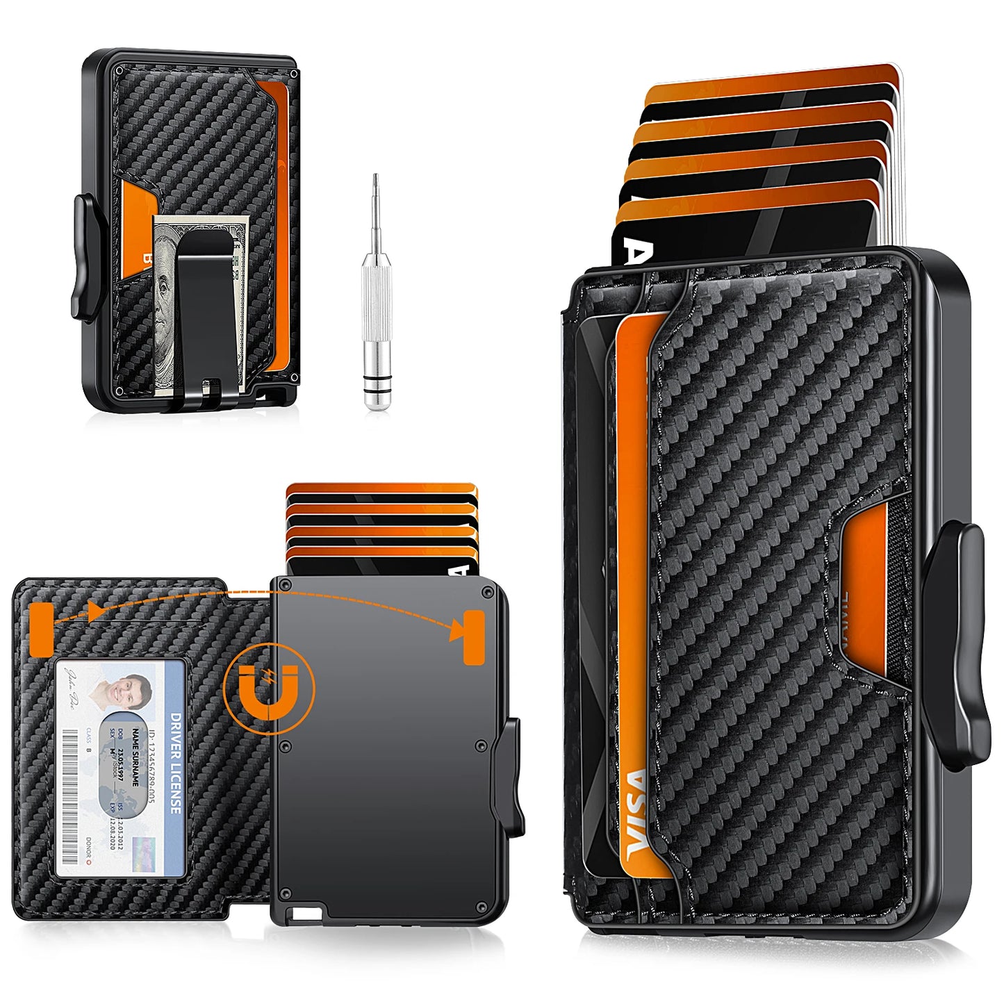 Slim Pop-Up Wallet RFID Blocking for Men with Card Holder
