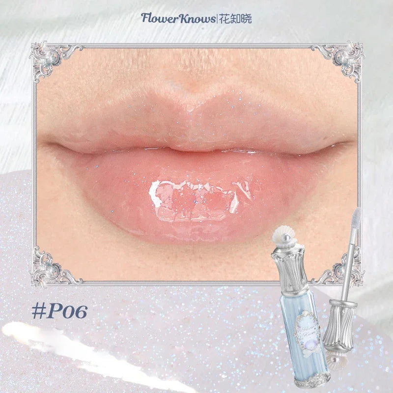 Flower Knows Midsummer Night Series Mirror Lip Gloss Film-forming Lip Balm Moisturizing Long Lasting Non-sticky ALL Lips Makeup