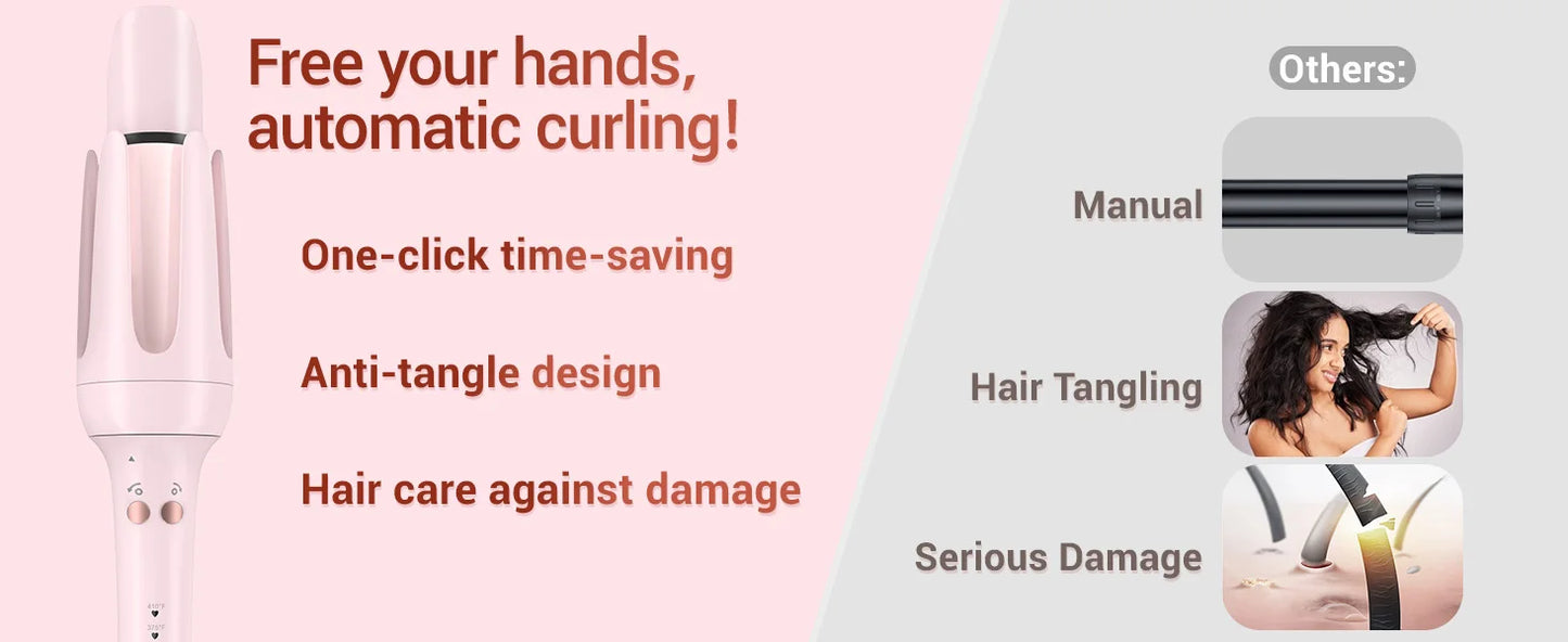 BESTOPE PRO Automatic Hair Curler – 2 Interchangeable Barrels & 3 Heat Settings