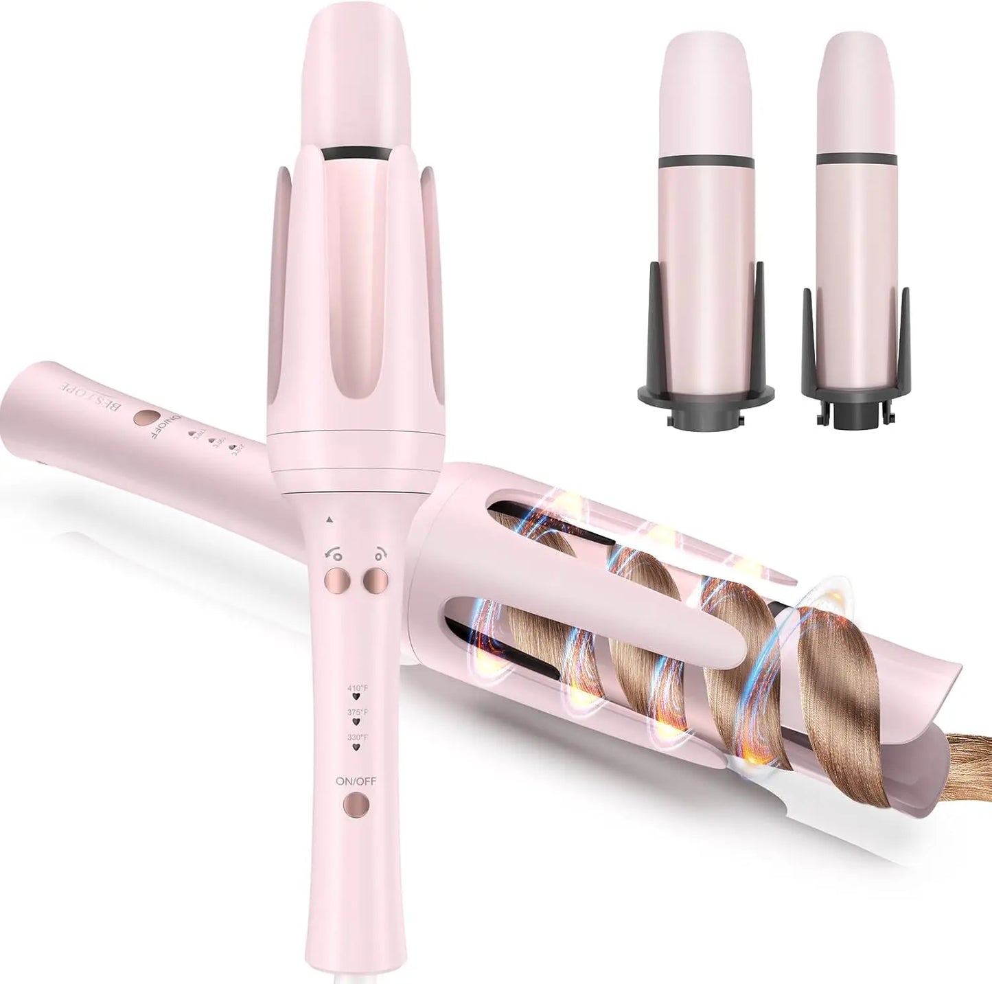 BESTOPE PRO Automatic Hair Curler – 2 Interchangeable Barrels & 3 Heat Settings