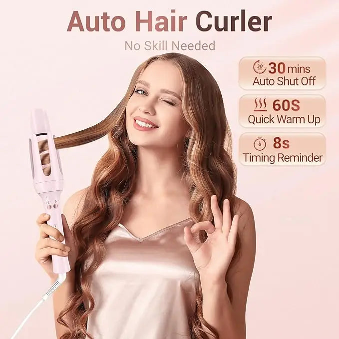 BESTOPE PRO Automatic Hair Curler – 2 Interchangeable Barrels & 3 Heat Settings