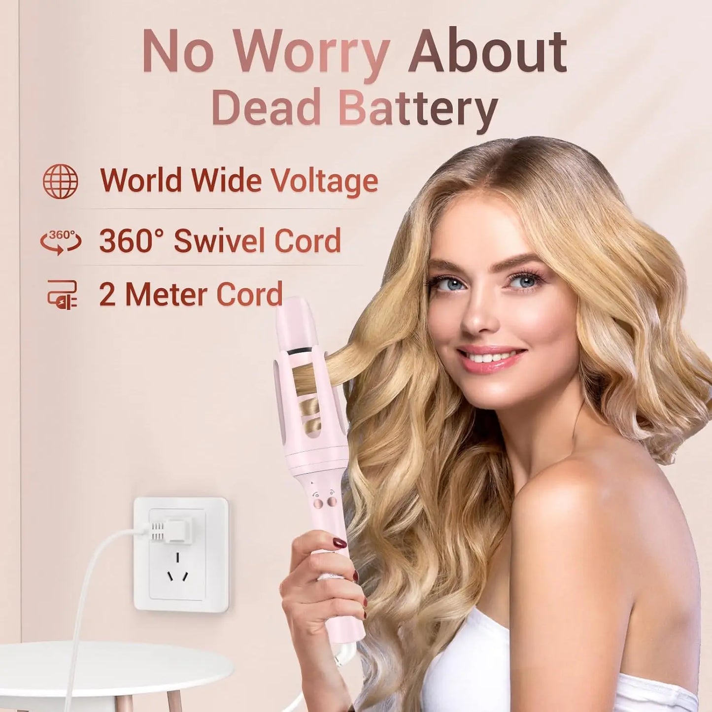 BESTOPE PRO Automatic Hair Curler – 2 Interchangeable Barrels & 3 Heat Settings
