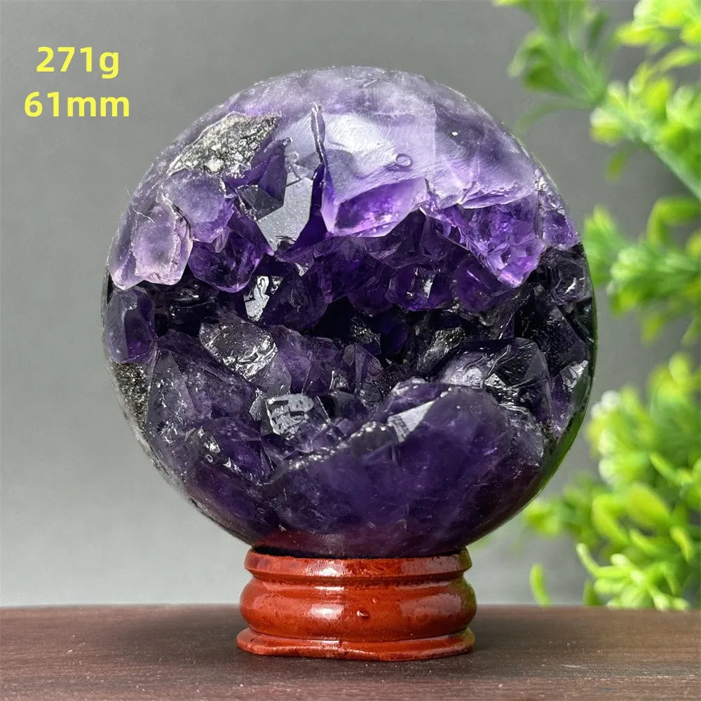 Natural Amethyst Crystal Sphere - Healing Energy Ball for Meditation, Aura Cleanse, Home Decor, Feng Shui, Gemstone Gift