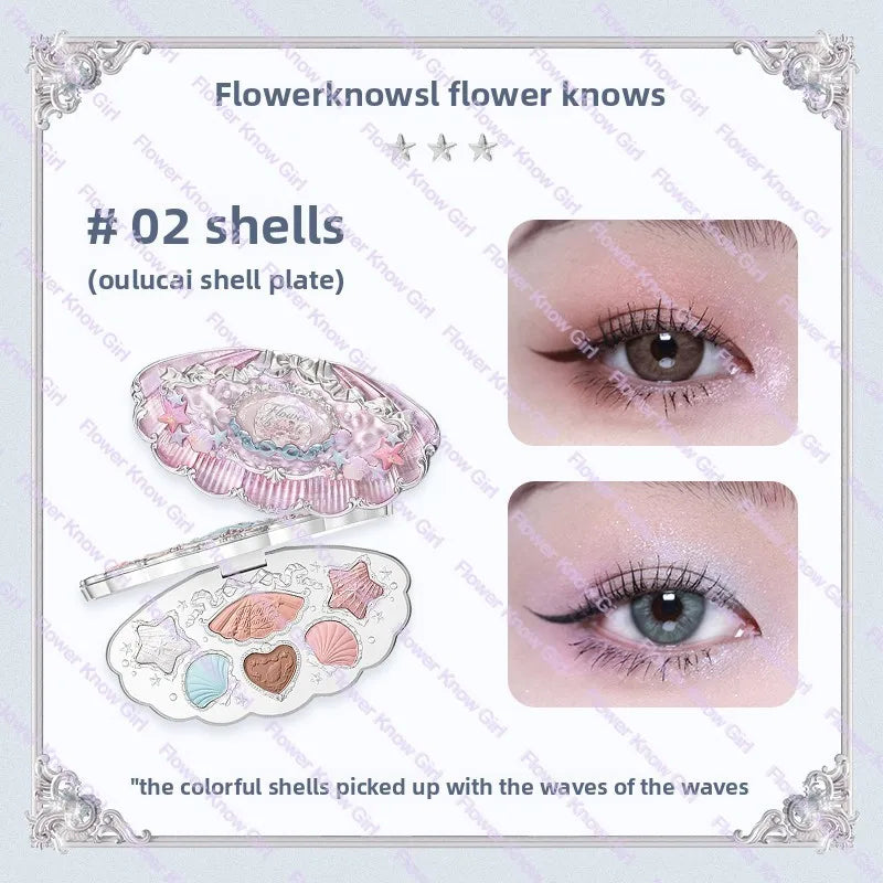 Flower Knows Swan Ballet Eyeshadow Palette Matte Fine Shimmer Pearl Face Palette 6 Colour Glitter Eye Shadow