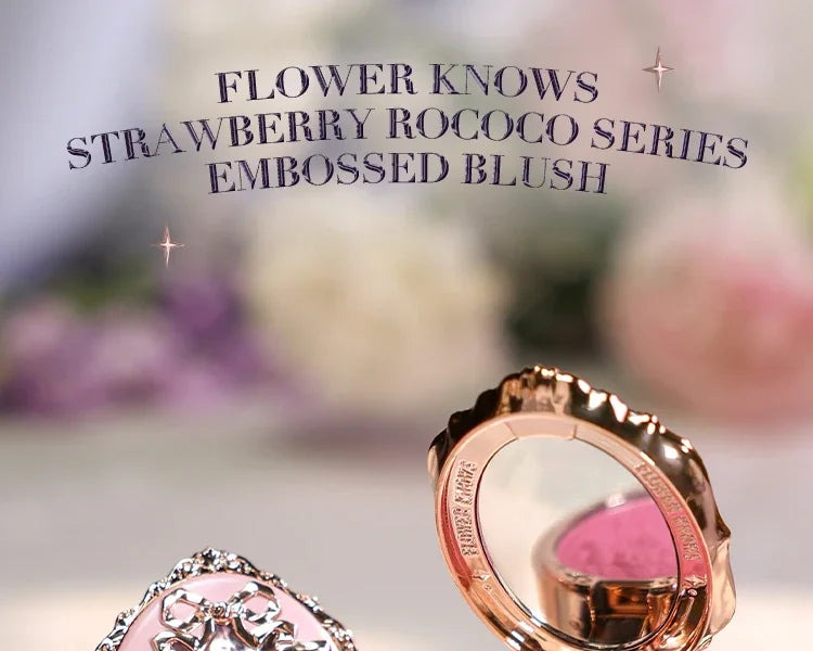 Flower Knows Makeup Strawberry Rococo Violet Series Embossed Blush Palette Lightweight, Smooth,Long-lasting Face Enhancing