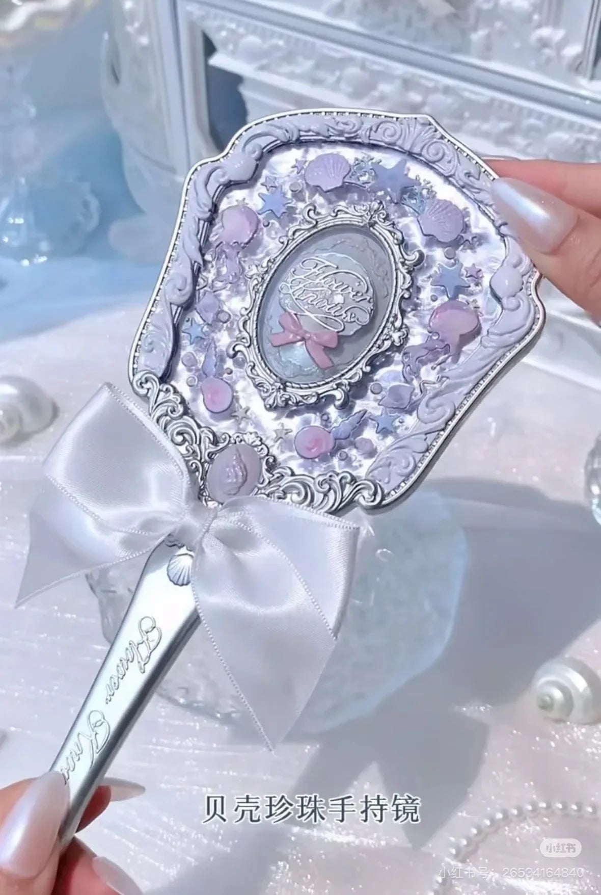 Flower Knows Little Angel Series Hand Holding Mirror 3 Types Exquisite Relief Makeup Tools