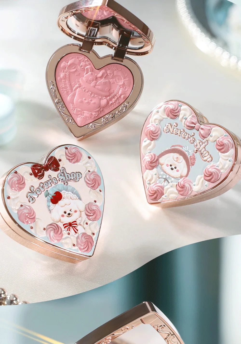 Never's Shop Collection Flower Knows Velvet Blush Cute Makeup Blushes Cruelty-Free Powder Blush Shape Face for a Matte Finish