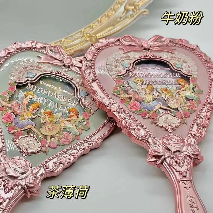 Flower Knows Little Angel Series Hand Holding Mirror 3 Types Exquisite Relief Makeup Tools