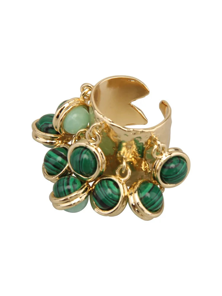 Vintage Multicolor Stone Statement Ring – Open Adjustable Ring for Women, Bohemian Chic Jewelry