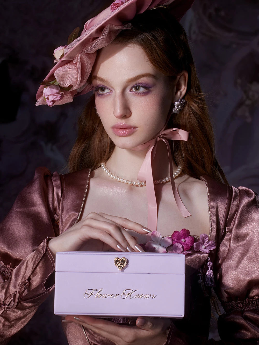 Flower Knows Strawberry Rococo All-In-One Makeup Palette Gift Set Lip Cream Embossed Blush Hand Mirror Travel Kit