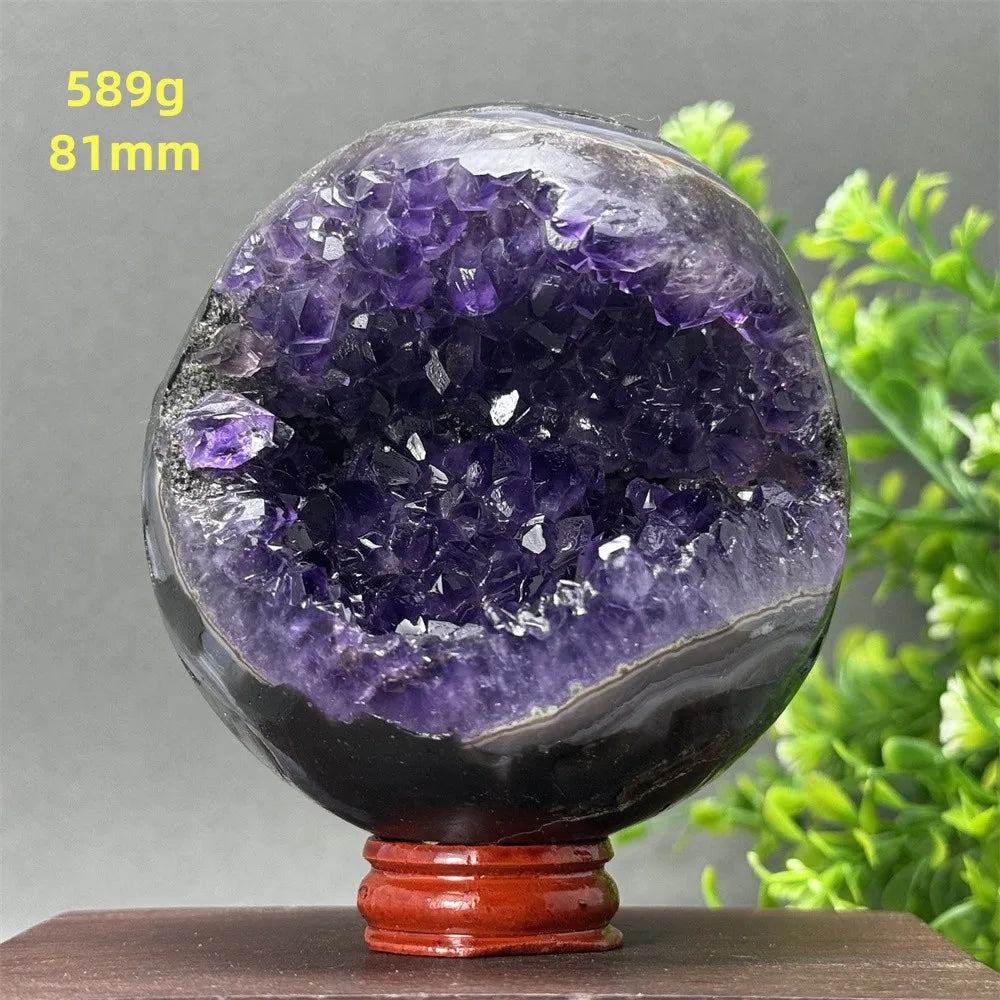 Natural Amethyst Crystal Sphere - Healing Energy Ball for Meditation, Aura Cleanse, Home Decor, Feng Shui, Gemstone Gift