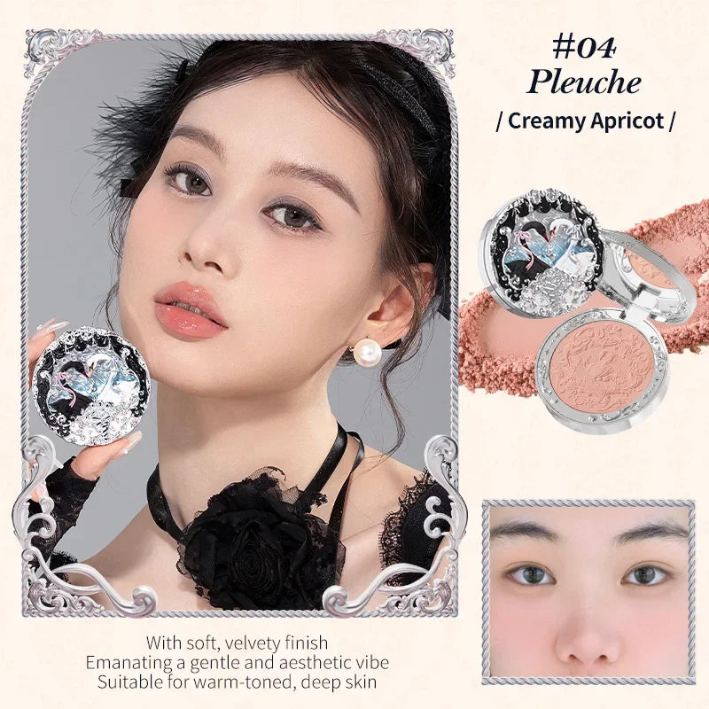 Flowerknows Swan Ballet Series Embossed Blush Palette Cute Makeup Korean Long Lasting Waterproof Face Blushes