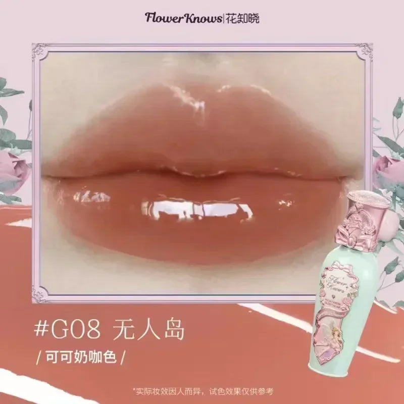 Flower Knows Midsummer Night Series Mirror Lip Gloss Film-forming Lip Balm Moisturizing Long Lasting Non-sticky ALL Lips Makeup