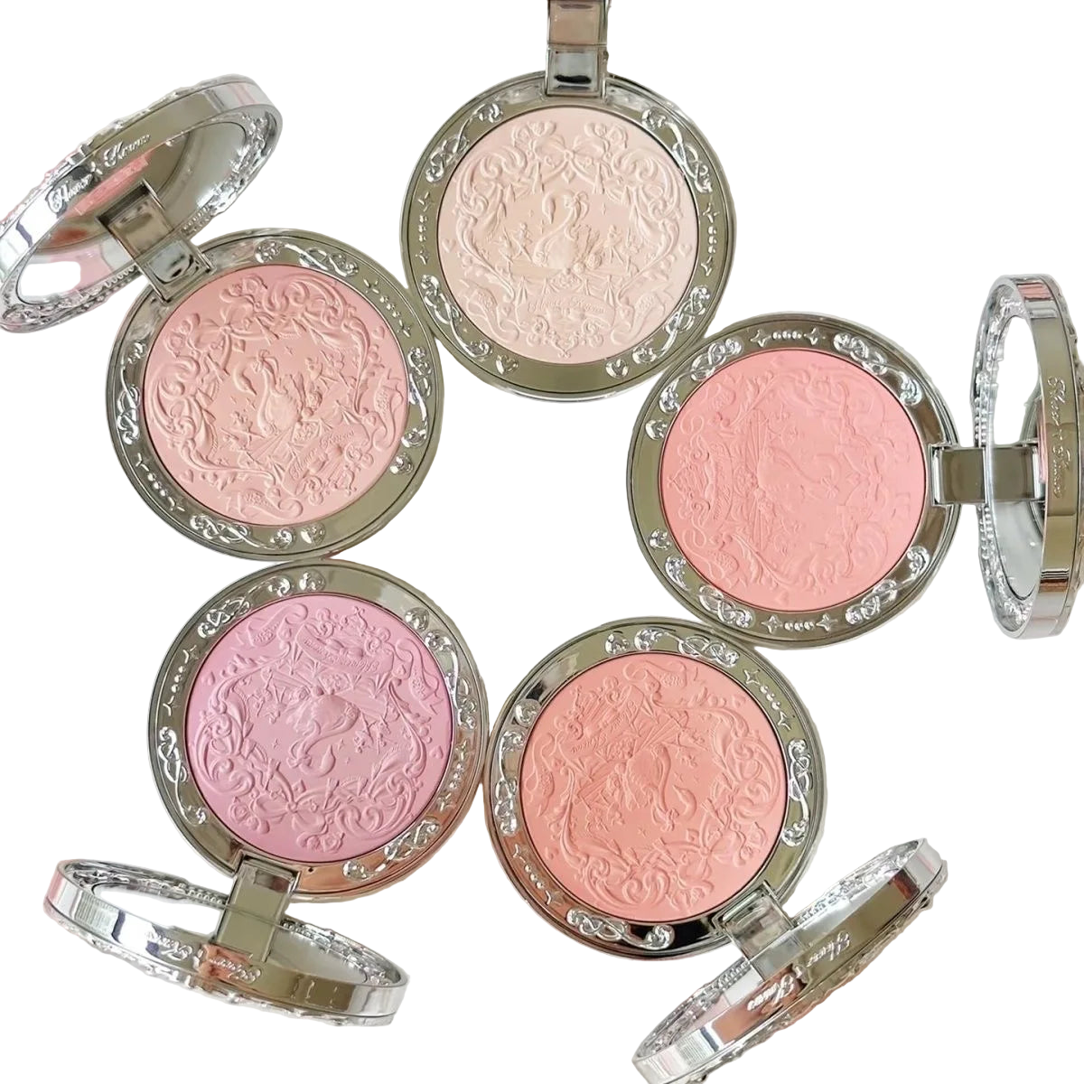 Flowerknows Swan Ballet Series Embossed Blush Palette Cute Makeup Korean Long Lasting Waterproof Face Blushes