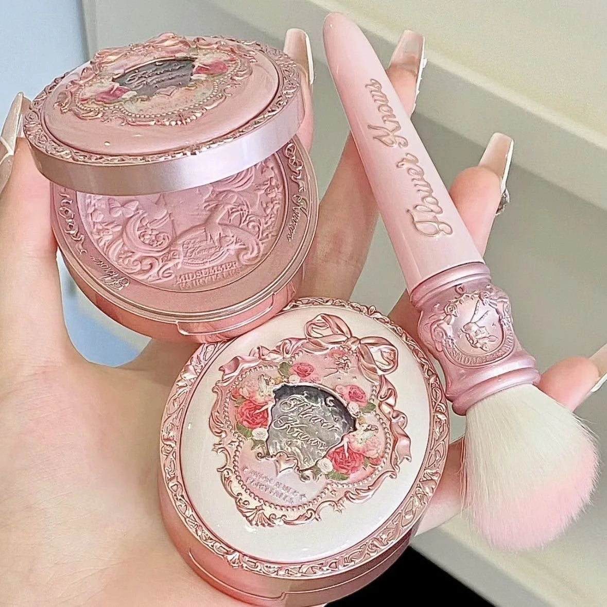 Makeup Flowerknows Shell Pearl Collection Silk Satin Blusher Lightweight Highly Pigmented Blush Powder Long Lasting Face Blushes