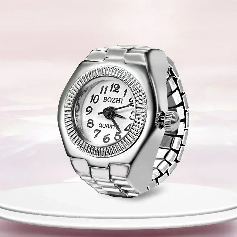 Vintage Punk Mini Watch Ring – Unique Quartz Timepiece for Men & Women | Stylish Retro Finger Accessory