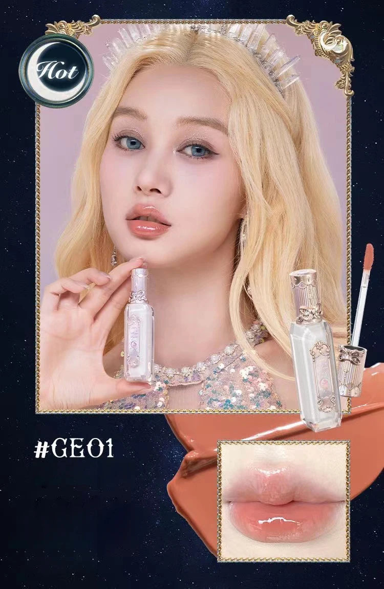 Flower Knows Moonlight Mermaid Series Jewelry Lip Glaze Moisturizing Non-sticky Glossy mirror surface Hydrating Long-lasting